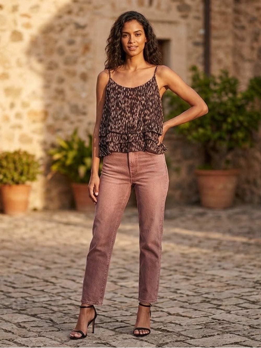 Theory Black  , Pink & Cream Accents, 100% Silk Top.